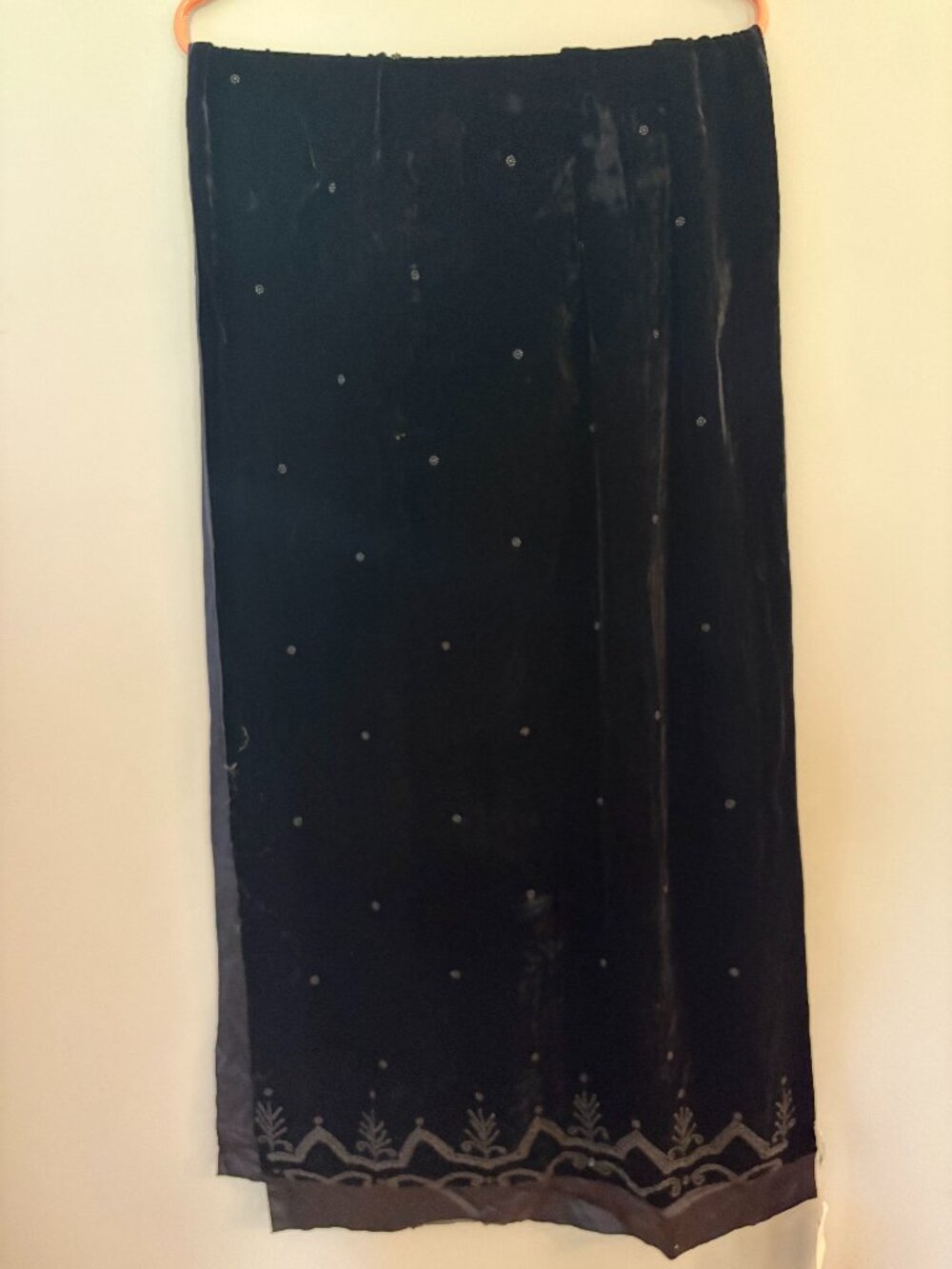 Laura Ashley Velvet & Silk Black Beaded Shawl - NWT